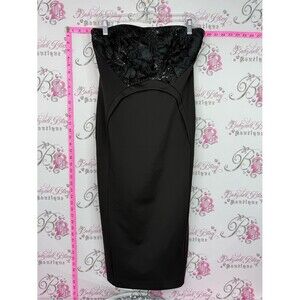 COAST dress Strapless Black Sequin Bodice Pencil Dress